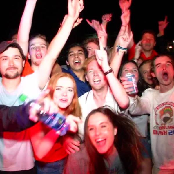Fans celebrate in street
