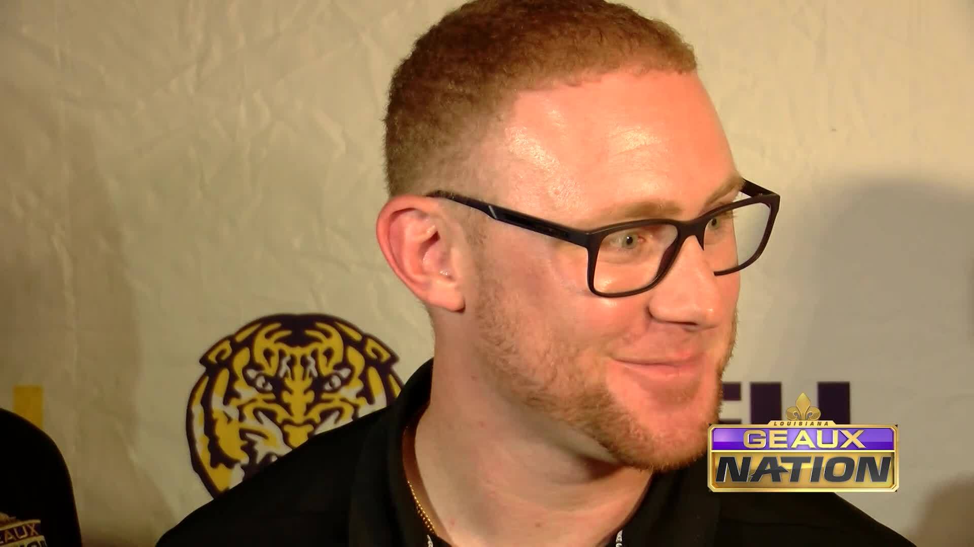 Joe Brady Meets Media for First time - LSU Coaches Caravan in New Orleans